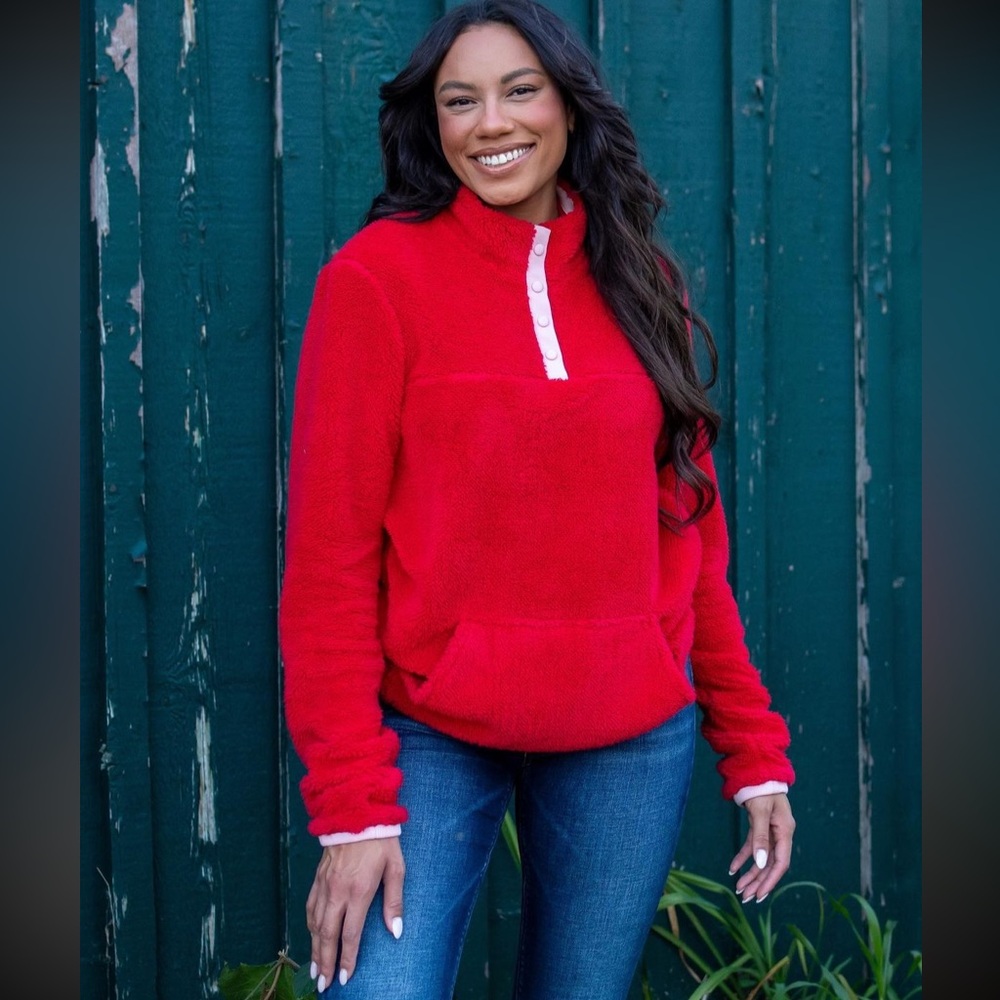 Amalli Talli Red Sweetheart Sherpa Size Small TALL FRIENDLY